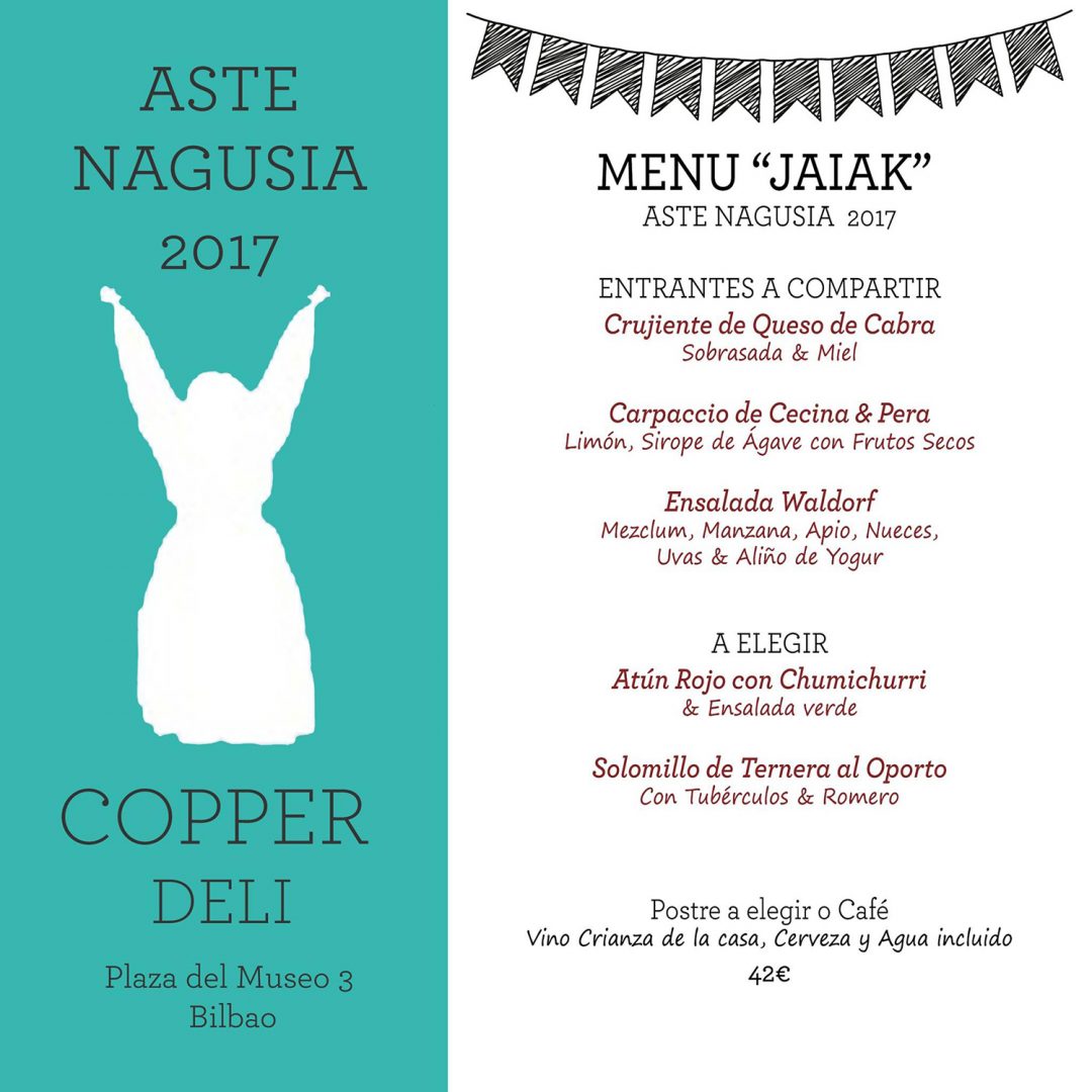 Menús Aste Nagusia 2017 en Copper Deli