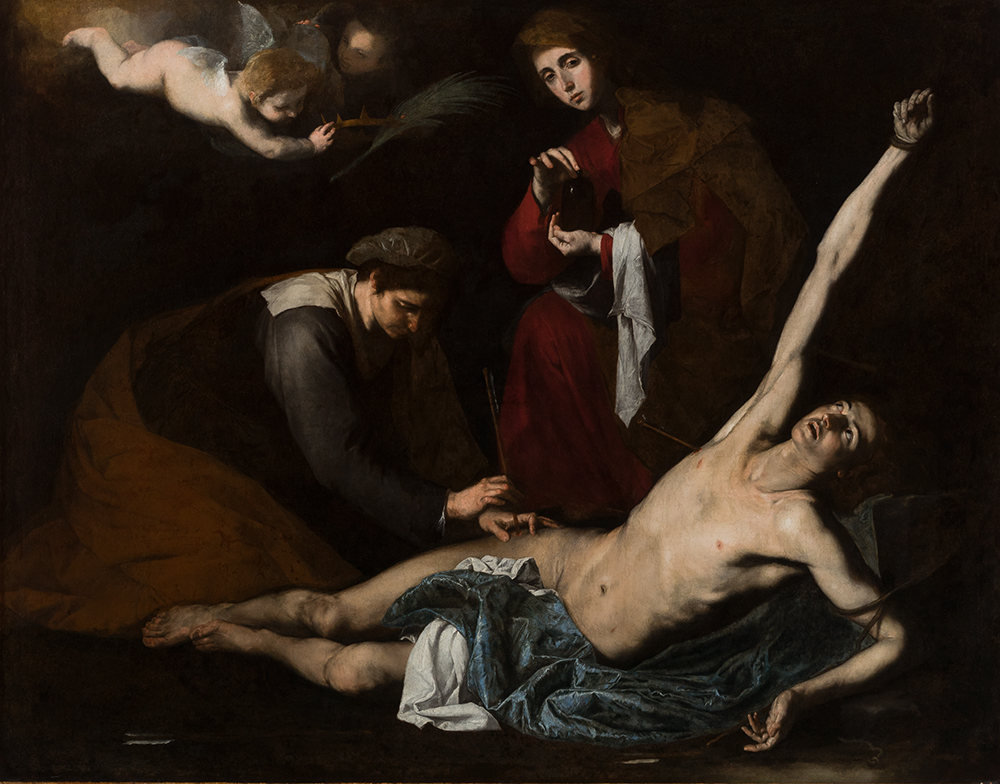 Ribera, José de
Xàtiva, Valencia, 16/11/1591 - Nápoles, Italia, 02/09/1652 San Sebastián curado por las santas mujeres c. 1620-1623
Óleo
Lienzo
180,3 x 231,6 cm Adquirido en 1924
