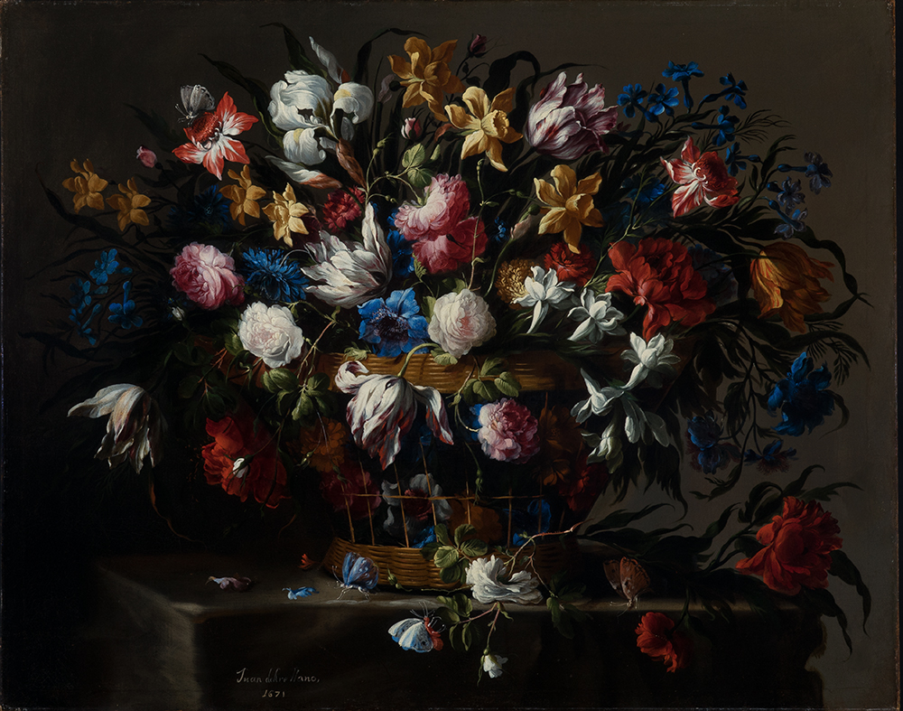 Arellano, Juan de Santorcaz, Madrid, 16/04/1614 - Madrid, 12/10/1676 Canastilla de flores
1671 Óleo
Lienzo
84 x 105,5 cm
Depósito de la Diputación Foral de Bizkaia a través de la dación del BBV en 1997